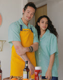 Chemise à manches courtes à rayures vertes et col ouvert #AS1990