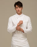 Snap point stretch chef coat #AJ1940 White