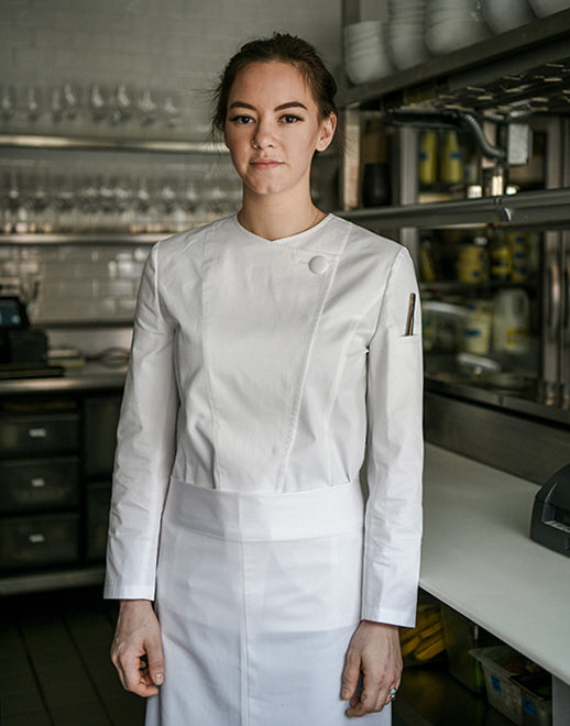 Veste de chef extensible à col rond Doep pour femme #AJ1953