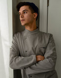 Veste de chef extensible à boutons-pression #AJ1940 Gris