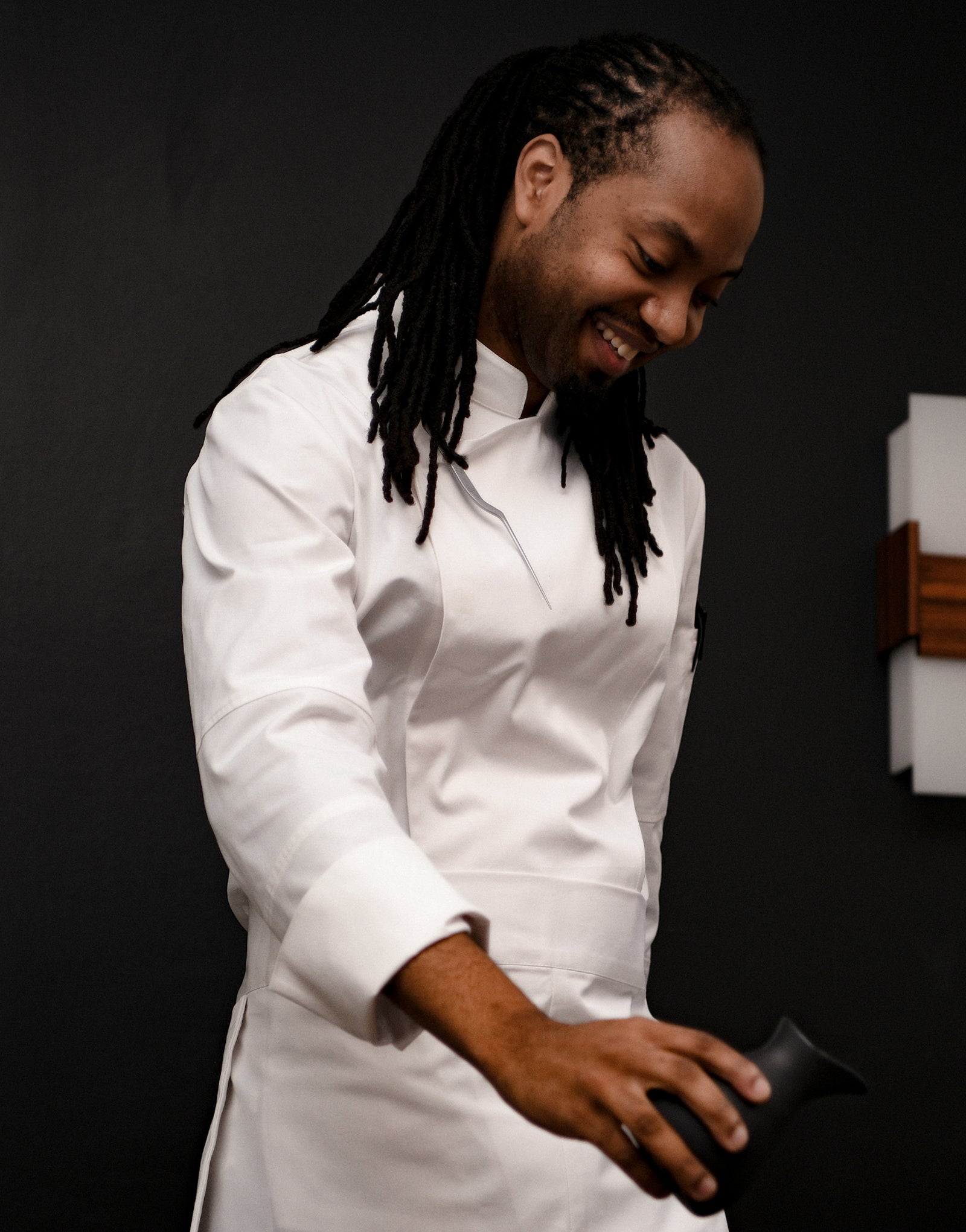 Back side cooling stretch chef coat #AJ1945 White