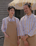 Chemise ample en coton à manches capri #AS1993 Rayures jaunes