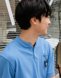 T-shirt PK à un bouton en Chine Kara #AT1997 Bleu eau