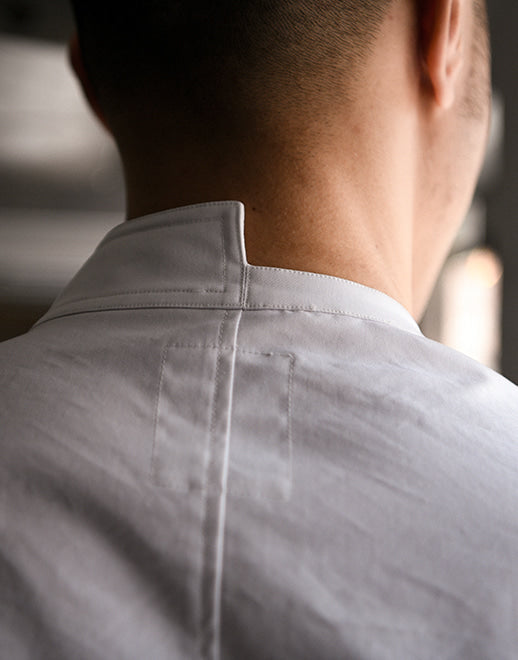 Different length collar stretch chef coat #AJ1946