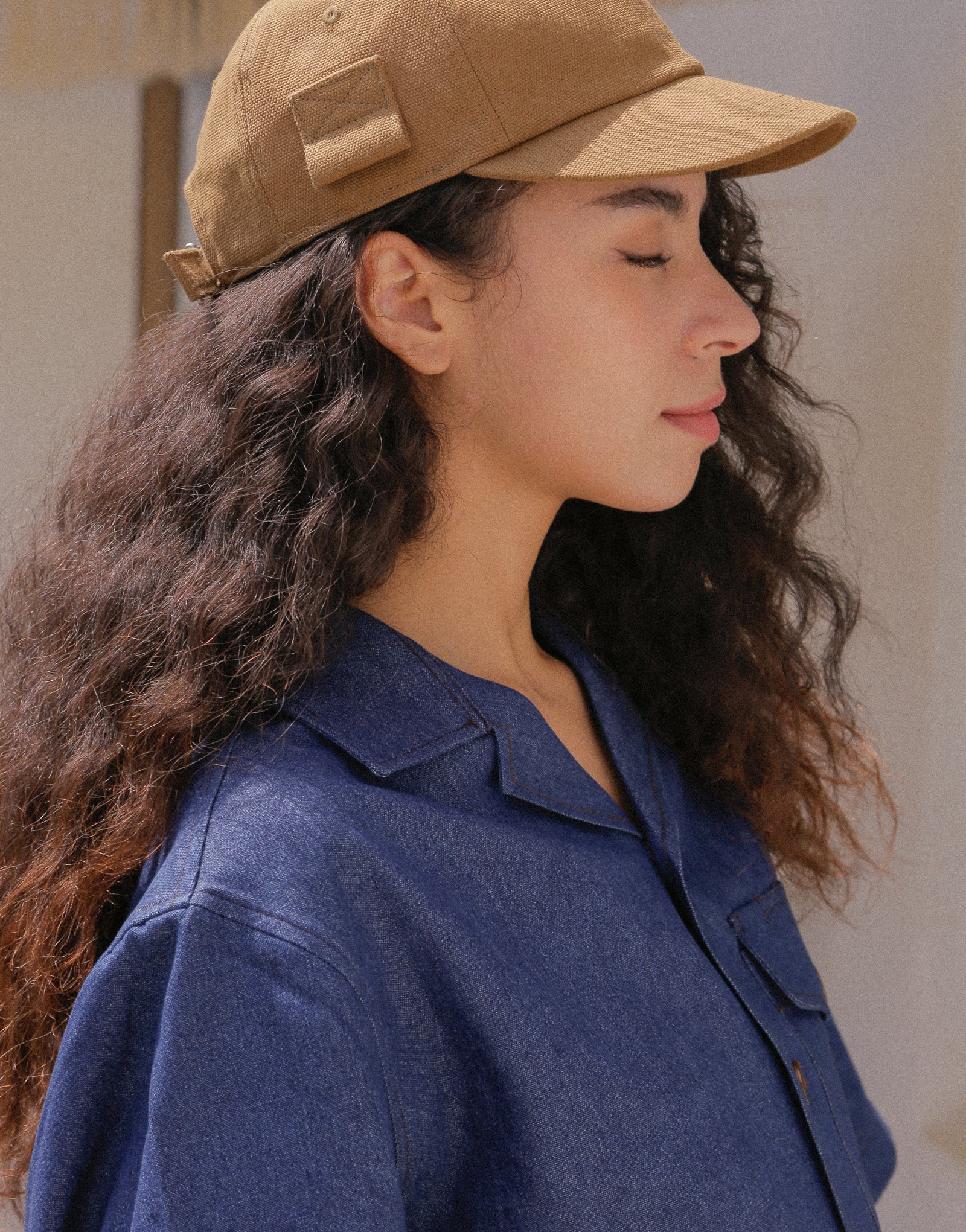 Chemise à manches courtes en denim bio à col ouvert #AS1991