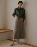 Chemise ample en coton à manches capri #AS1993 Gris foncé