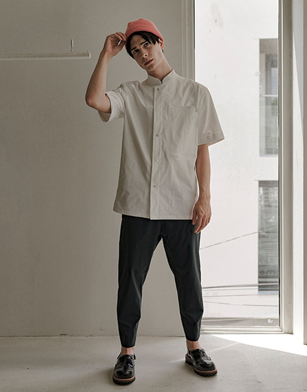 Lamant stretch baggy chef pants #AP1970 Dark navy