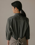 Chemise ample en coton à manches capri #AS1993 Gris foncé