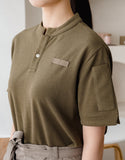 T-shirt PK à un bouton China Kara #AT1997 Kaki