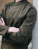 Snap point stretch chef coat #AJ1940 Khaki