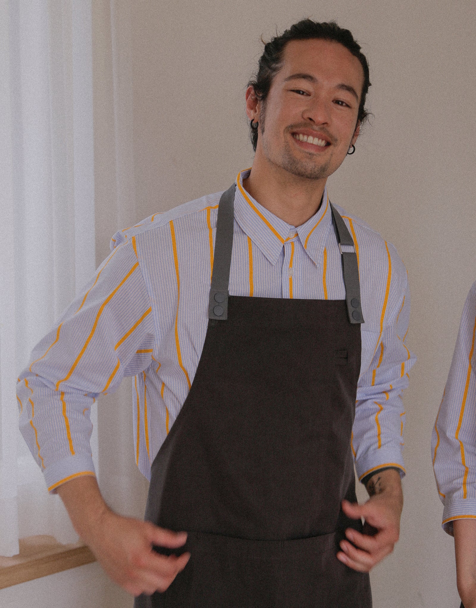 Chemise ample en coton à manches capri #AS1993 Rayures jaunes