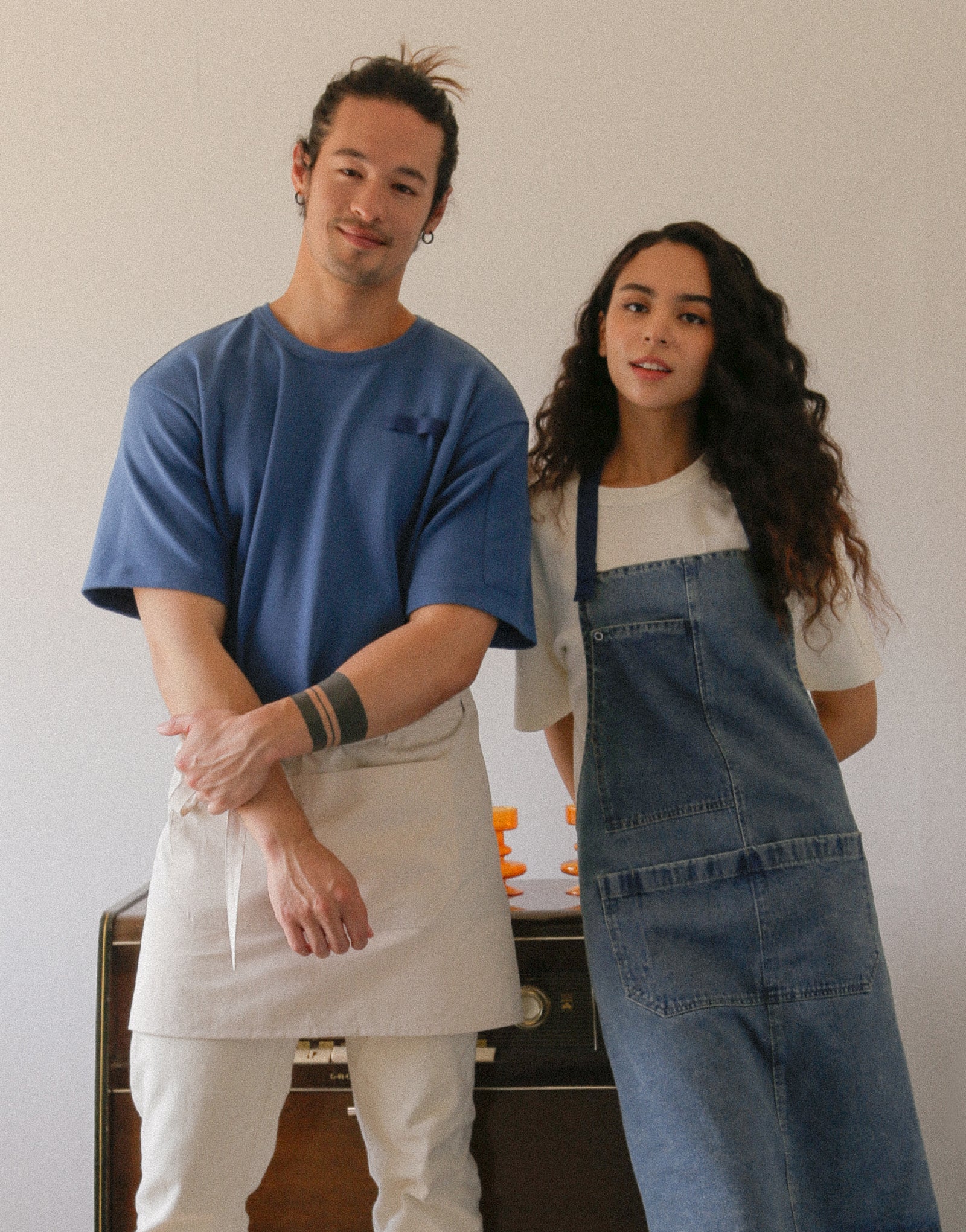 T-shirt rond oversize Oxford PK #AT1998 Bleu