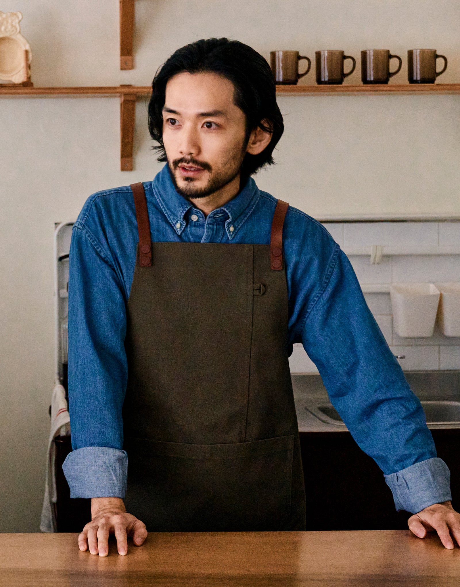 Oxford color lego strap change apron #AA2007 Olive khaki