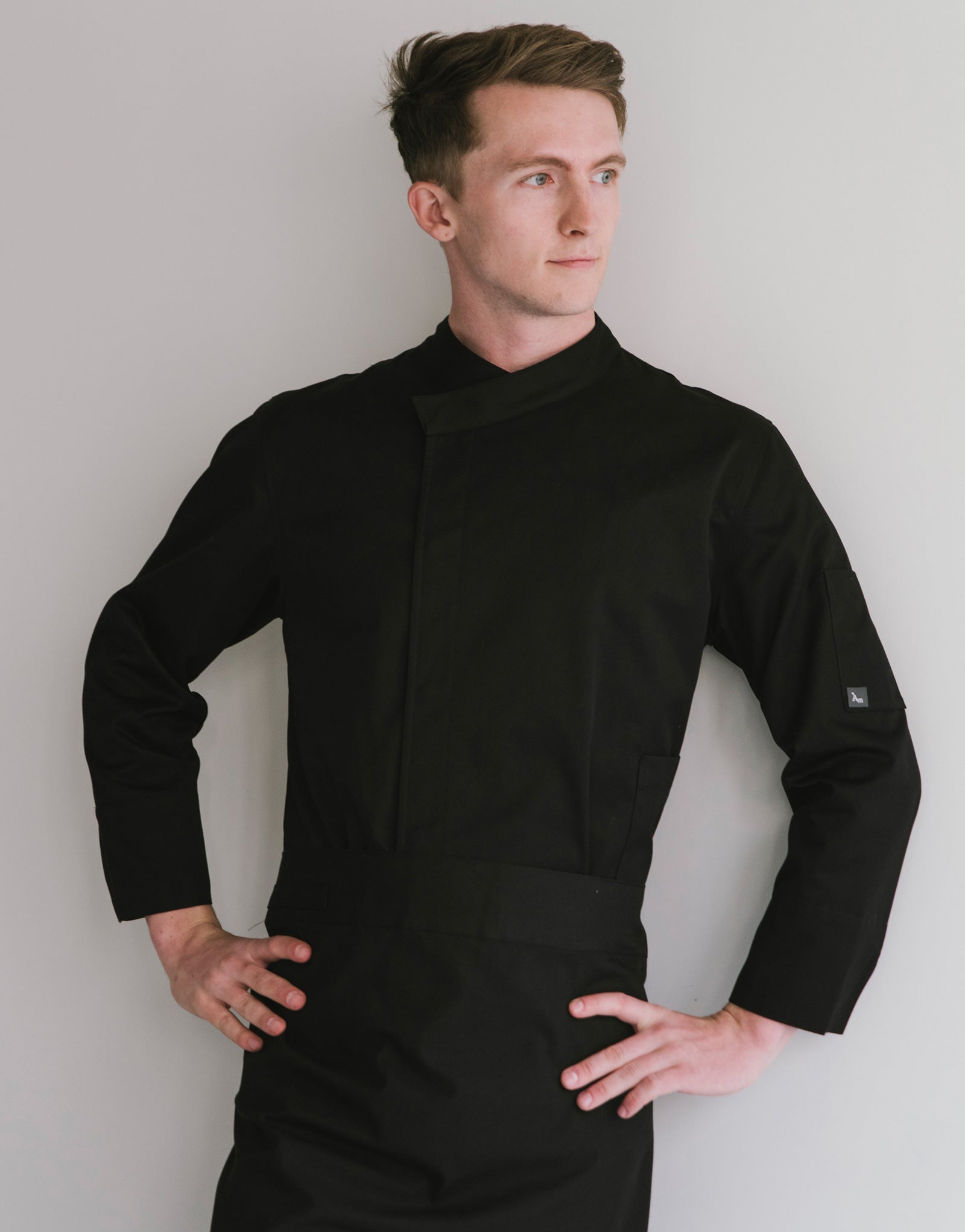 signature back side cooling nine-part chef coat #AJ1972 black