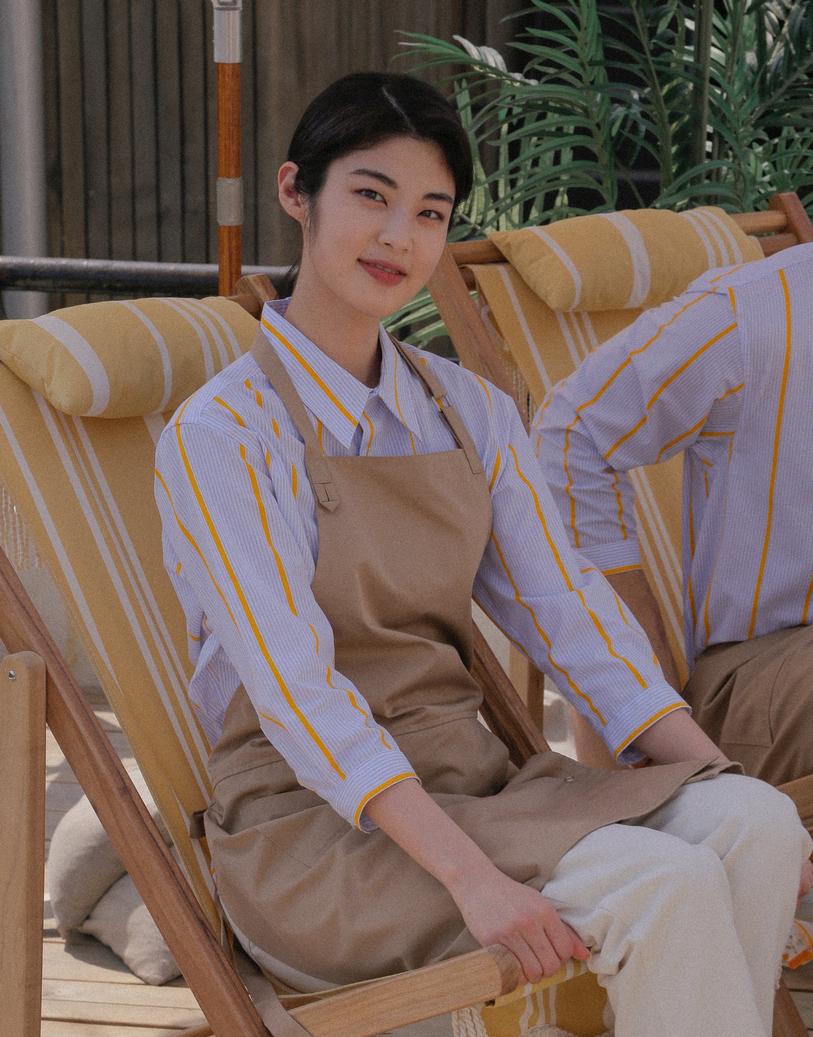 MOI Front slit chest apron #AA1984 Beige