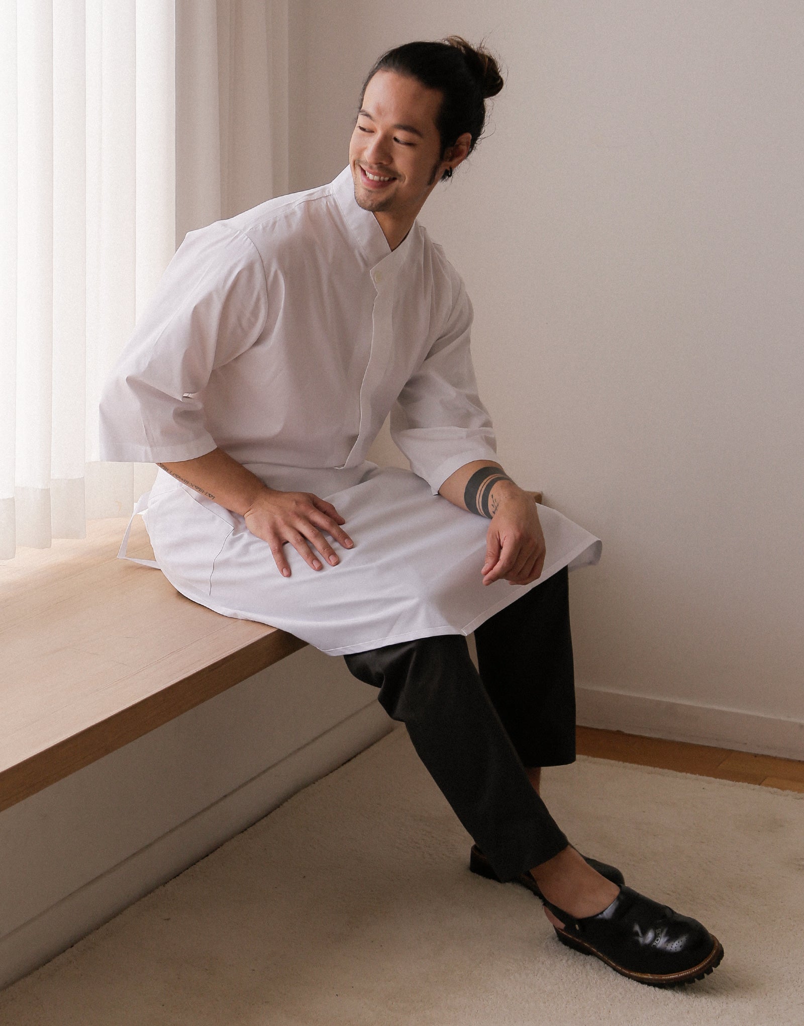 Drawstring tapered leg chef pants #AP1999 Dark grey