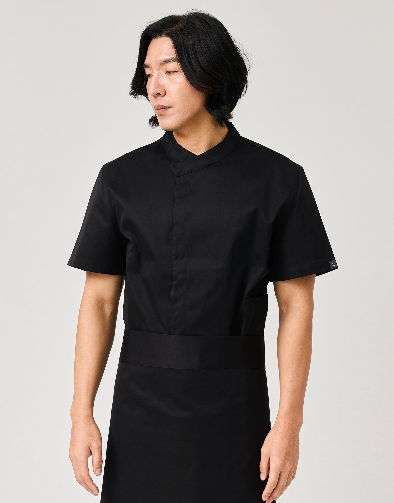 signature back side cooling short sleeve chef coat #AJ1979 Black