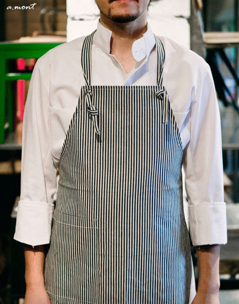 Natural Stripe Canvas Apron White #AA1307