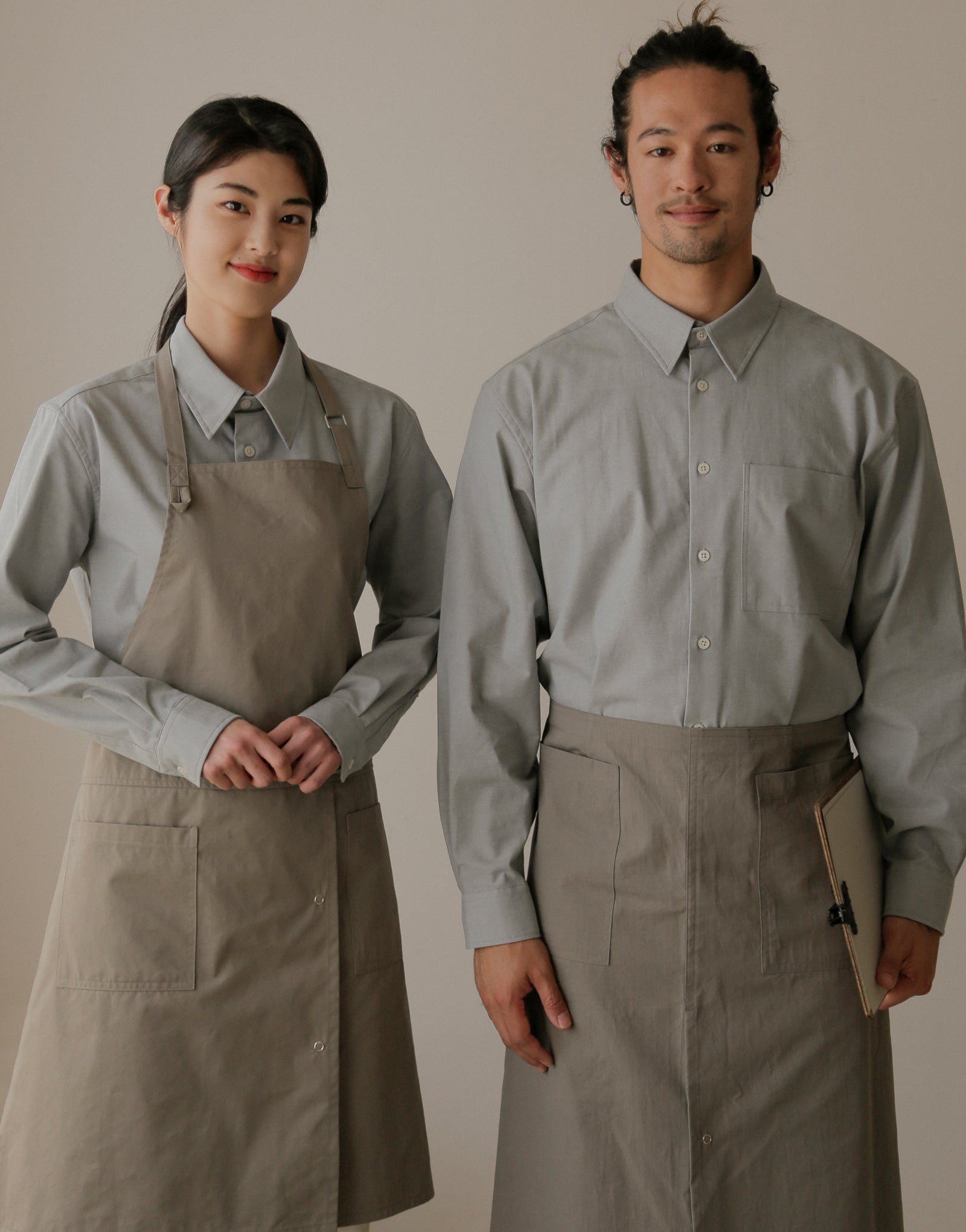 MOI Front slit chest apron #AA1984 Light Khaki