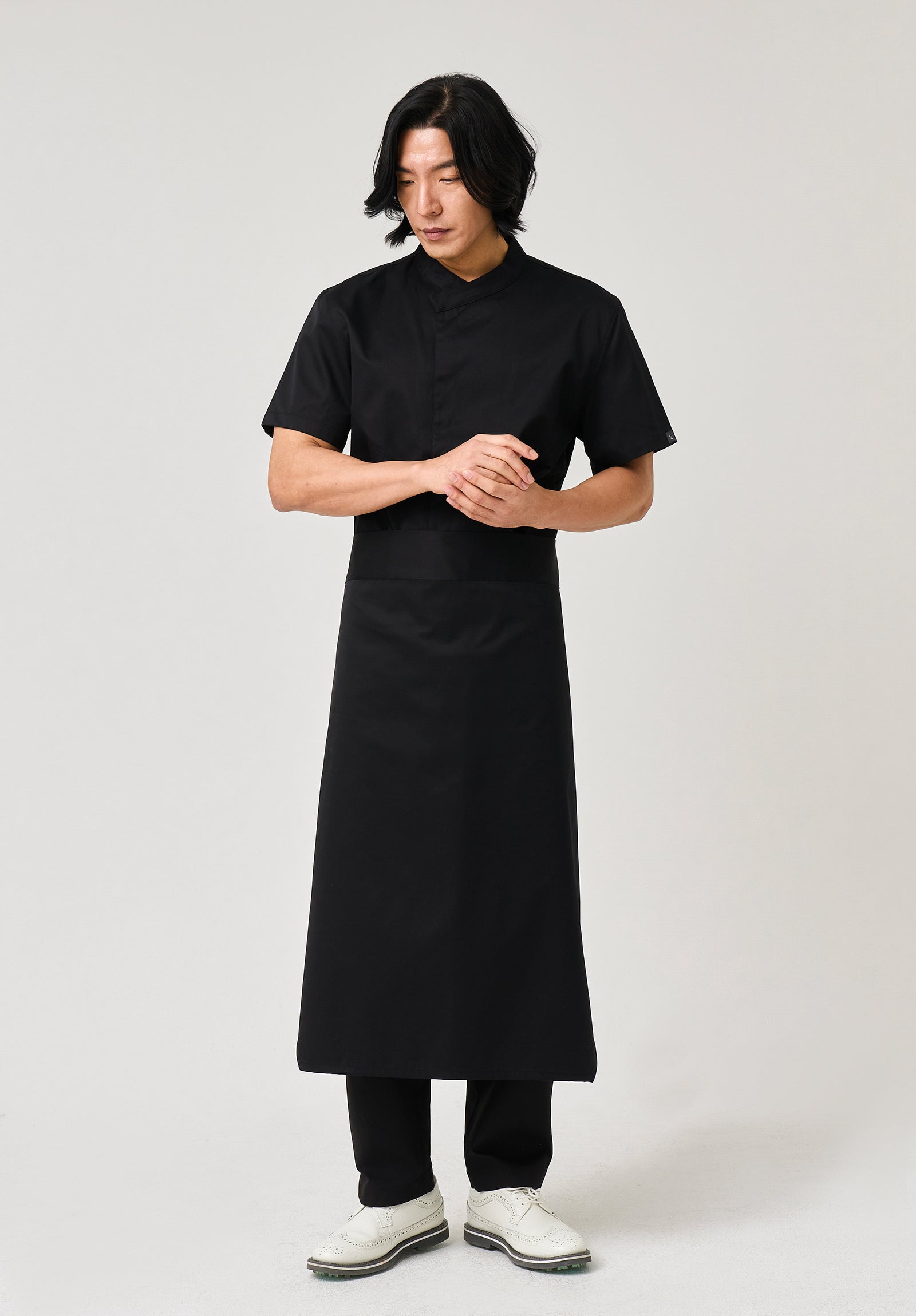 signature back side cooling short sleeve chef coat #AJ1979 Black