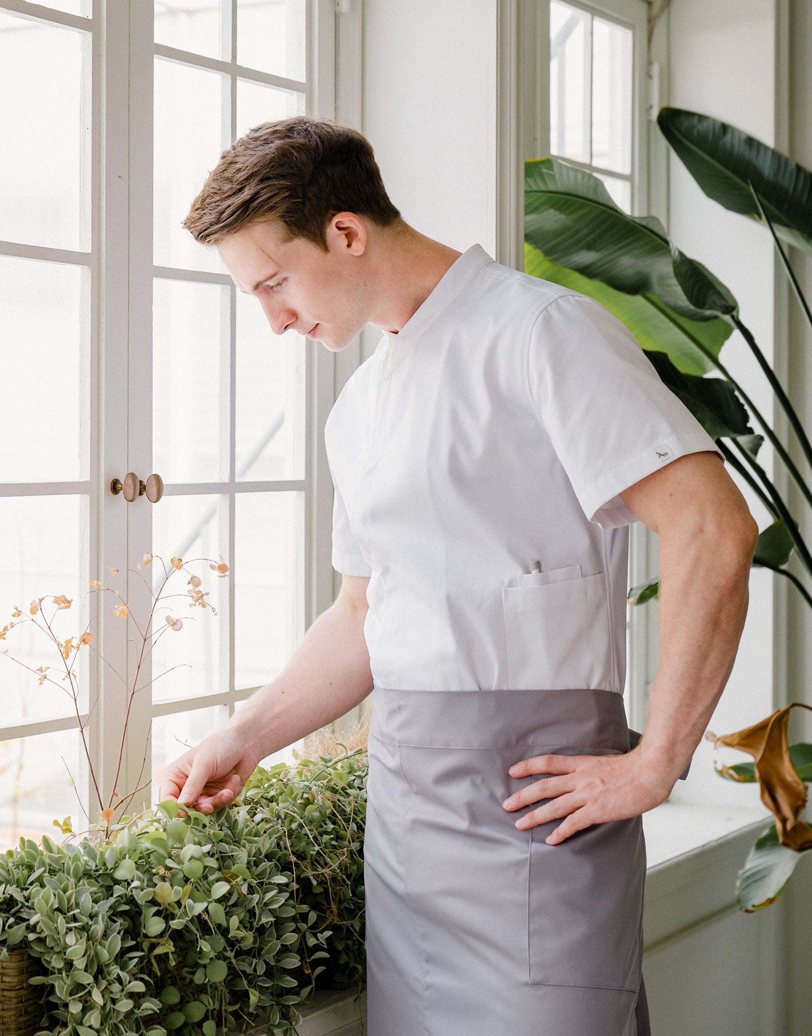 signature back side cooling short sleeve chef coat #AJ1979 white