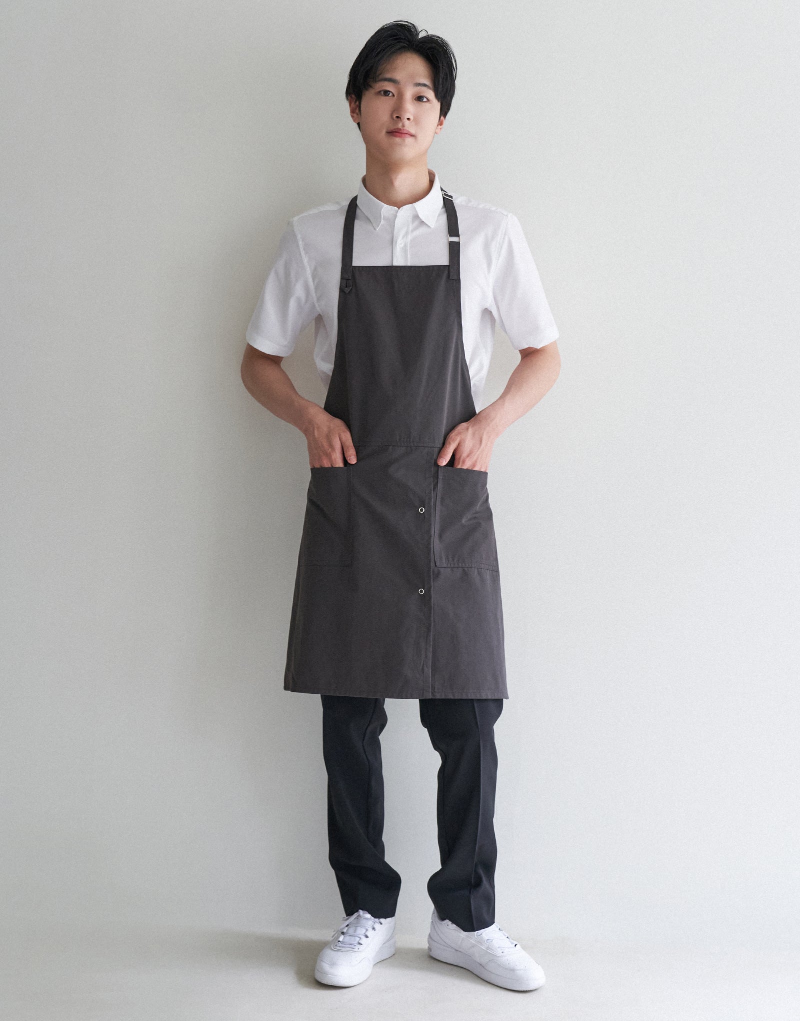 MOI Front slit chest apron #AA1984 Dark gray