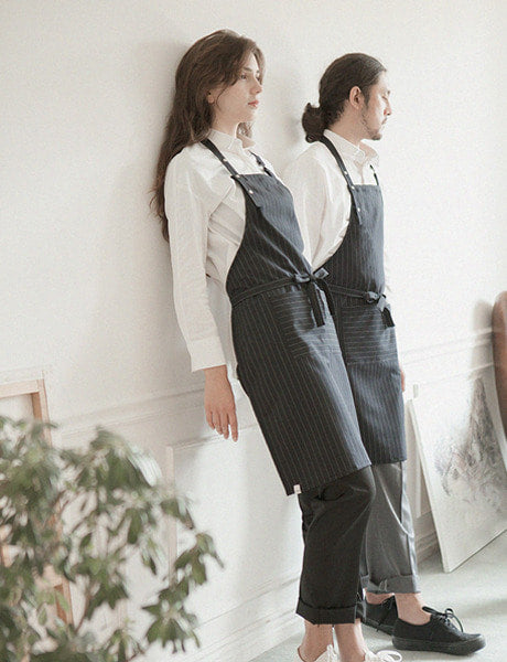Modern pin striped apron #AA1702 Navy