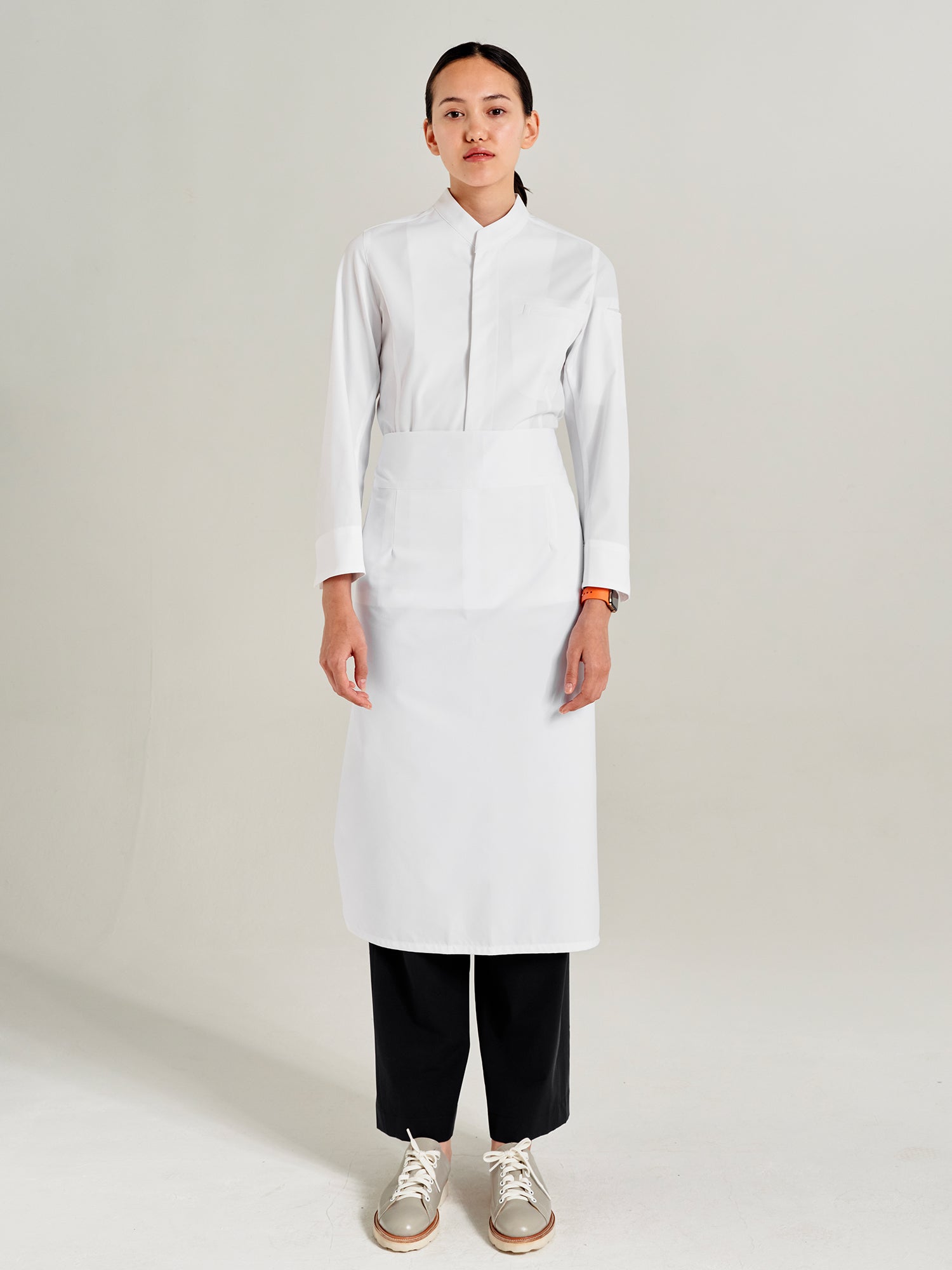 [AMN] Wide single aero stretch women chef coat #AJ2060-1 White