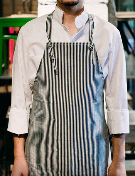 Natural Stripe Canvas Apron Navy #AA1306