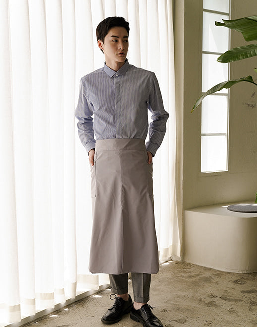 wrinkle-free side big pocket waist apron #AA1957 grey