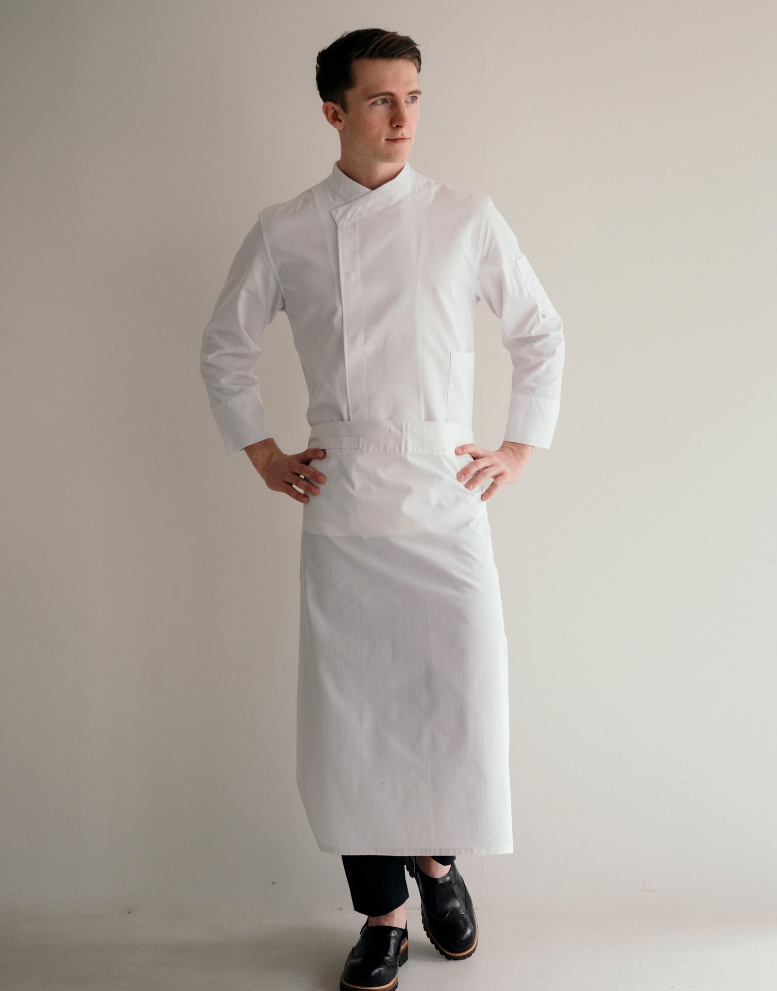 signature back side cooling nine-part chef coat #AJ1972 white