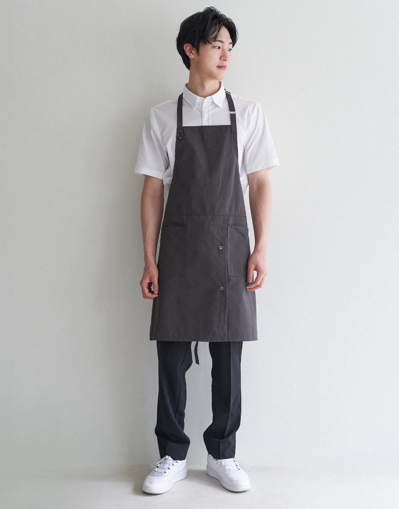 MOI Front slit chest apron #AA1984 Dark gray