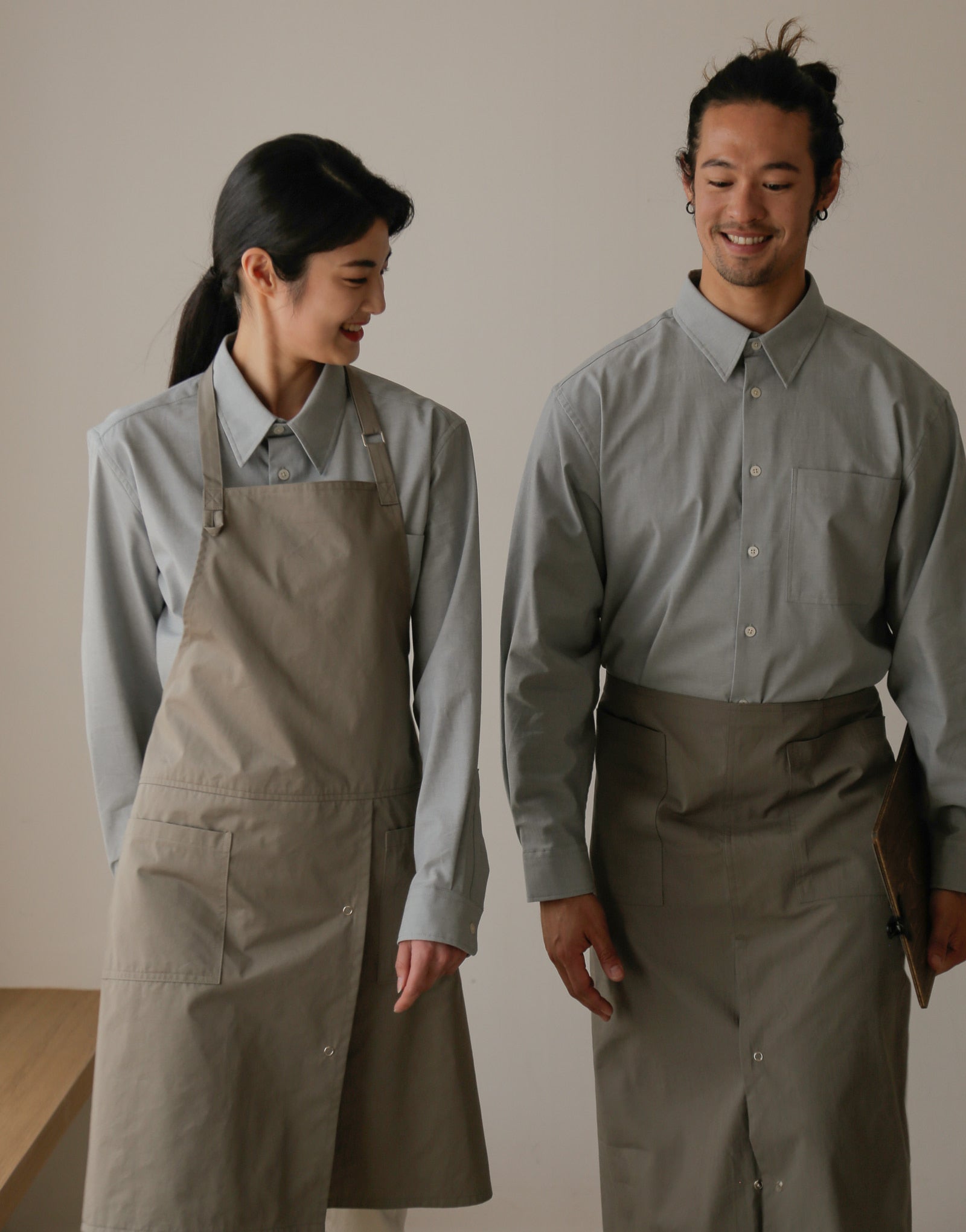 MOI Front slit chest apron #AA1984 Light Khaki