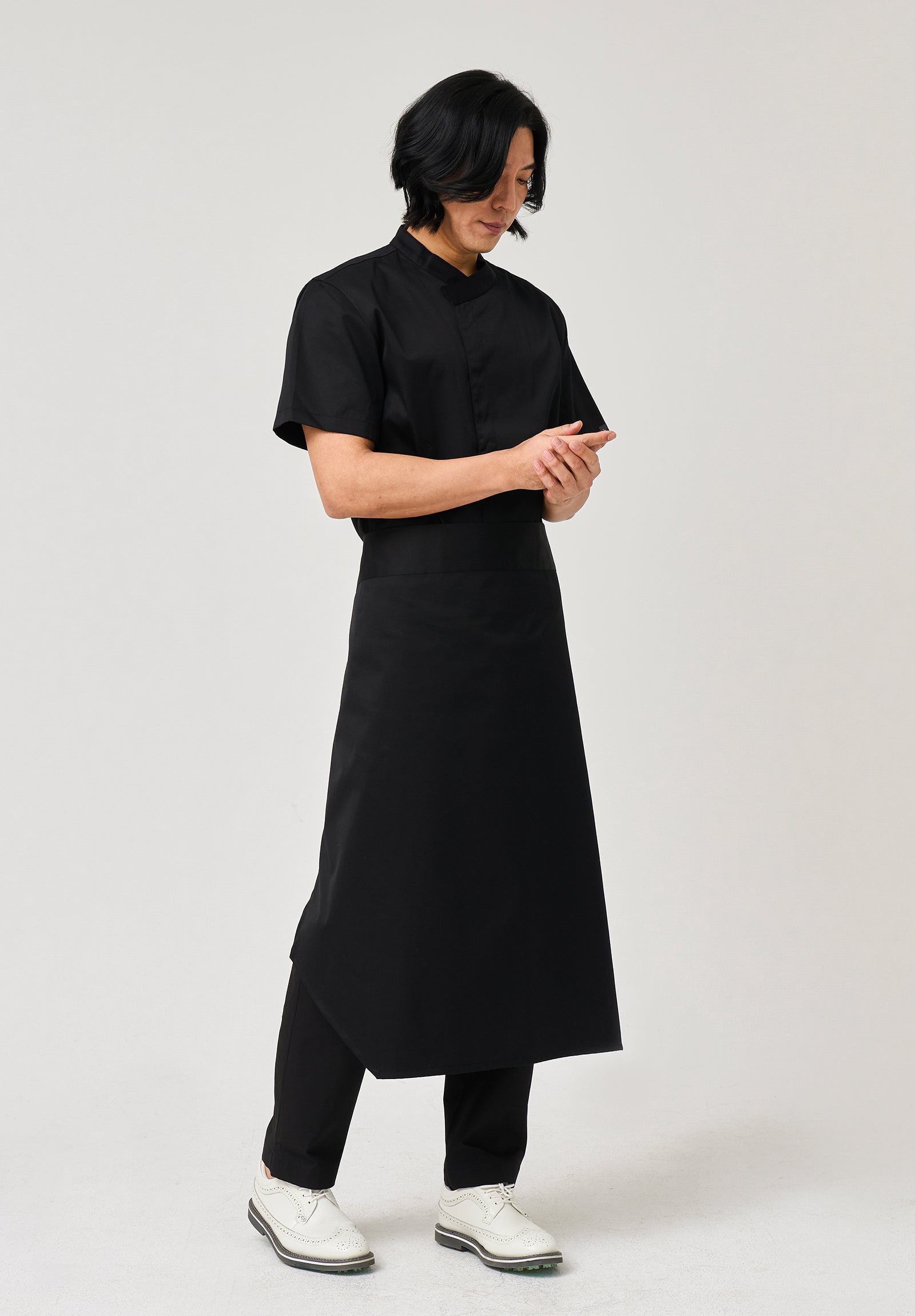 signature back side cooling short sleeve chef coat #AJ1979 Black