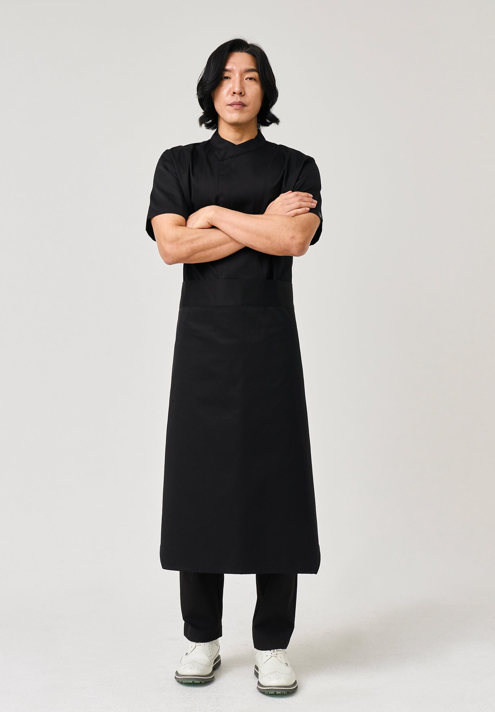 signature back side cooling short sleeve chef coat #AJ1979 Black