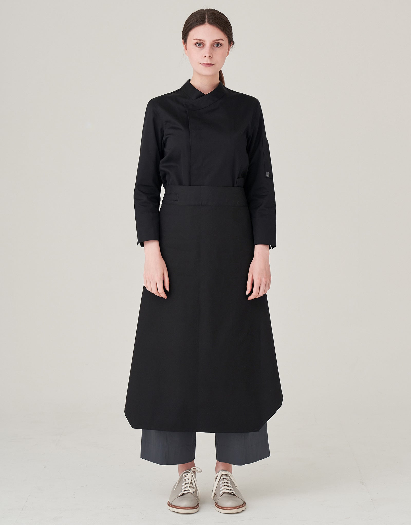 signature back side cooling nine-part chef coat #AJ1972 black