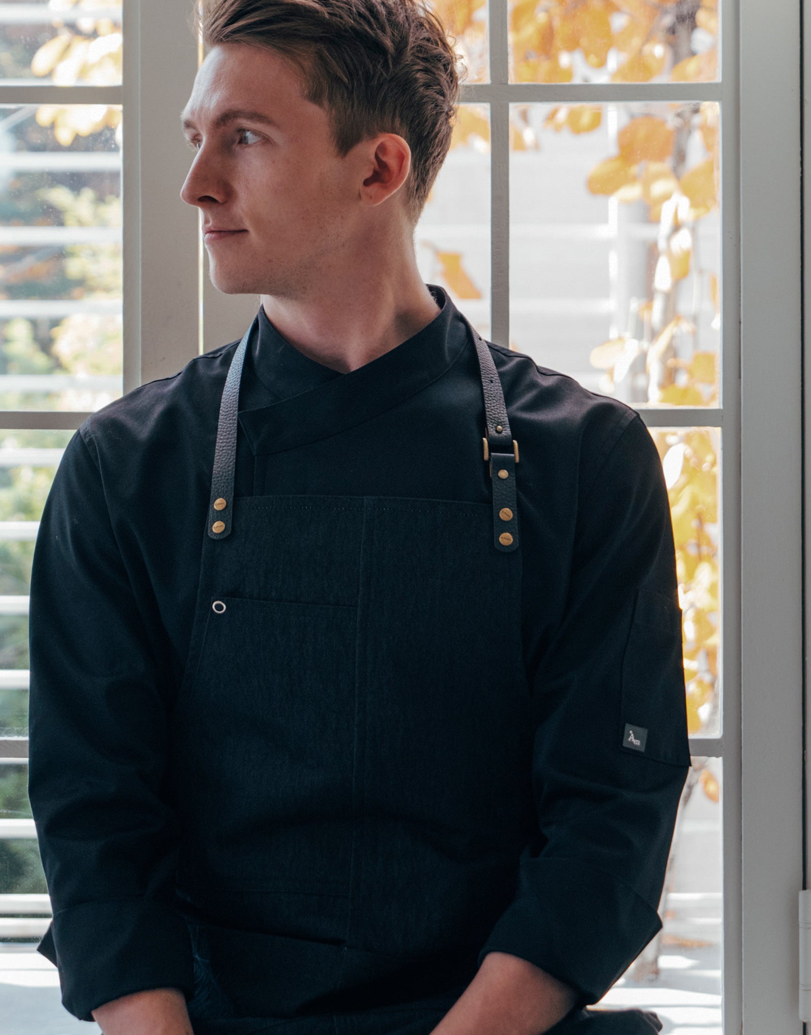 strap change custom Bib apron #AA1976 denim black