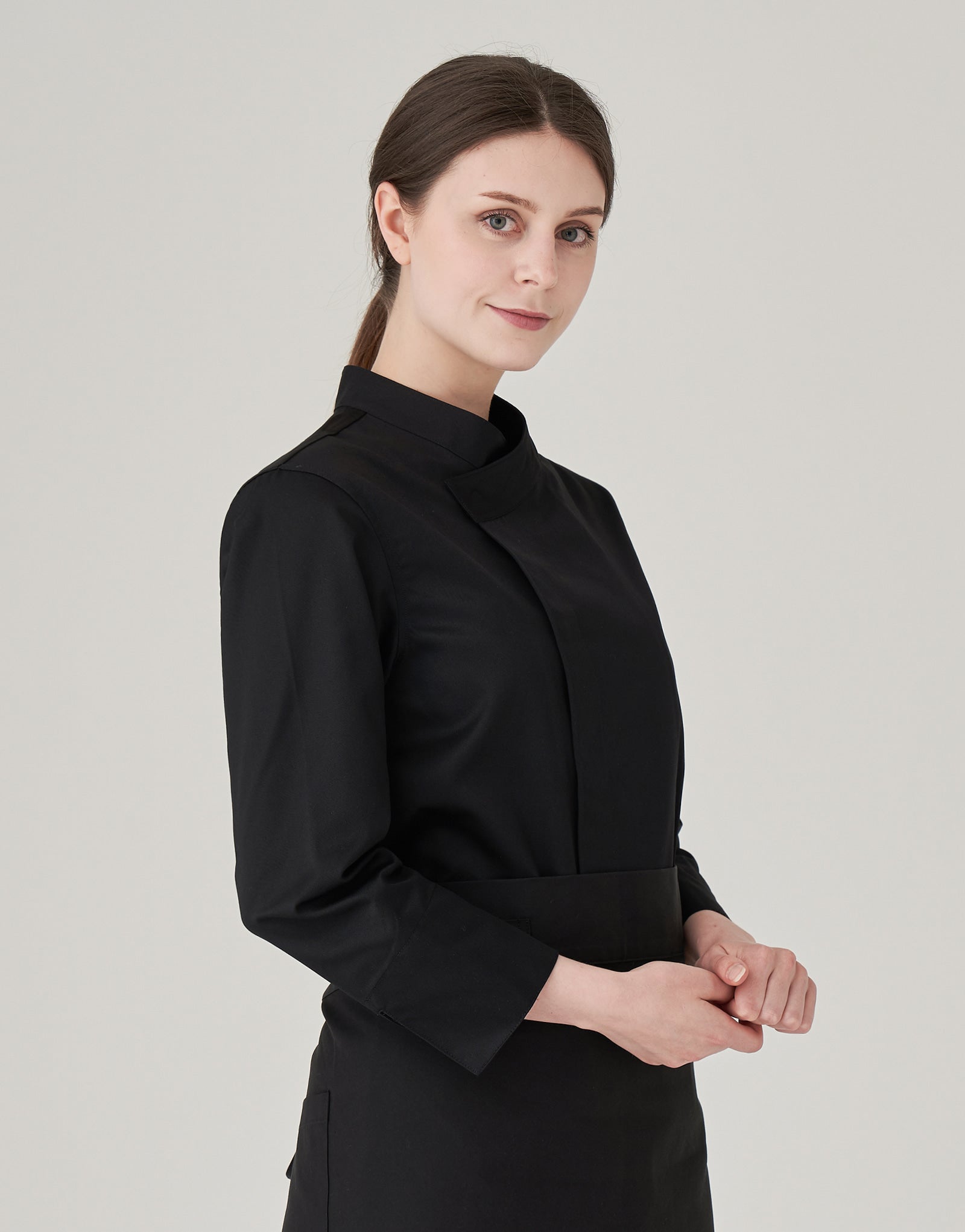 signature back side cooling nine-part chef coat #AJ1972 black