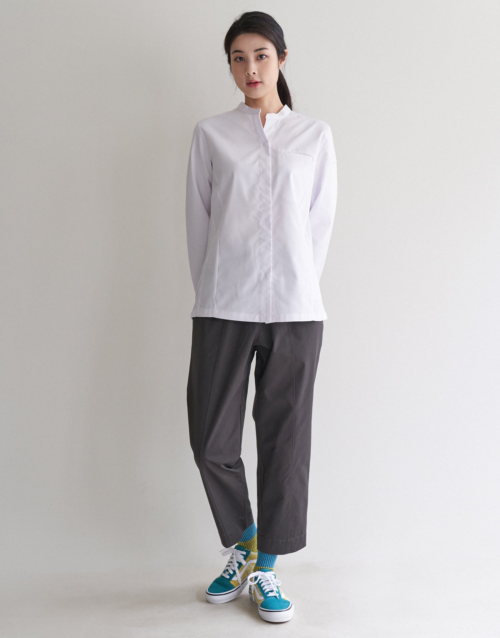 Drawstring tapered leg chef pants #AP1999 Dark grey