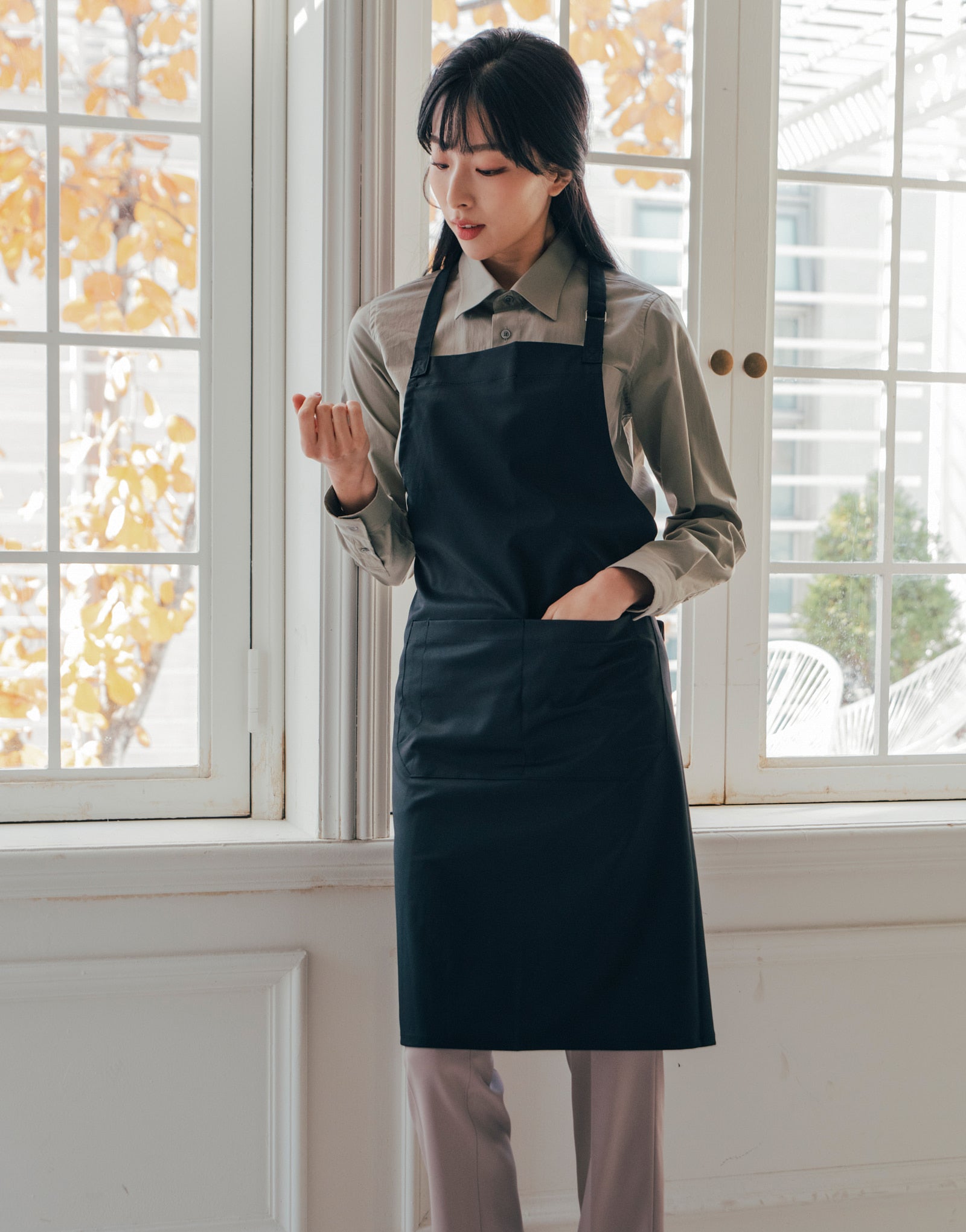 Colmar wrinkle-free neck strap apron #AA1962 Black