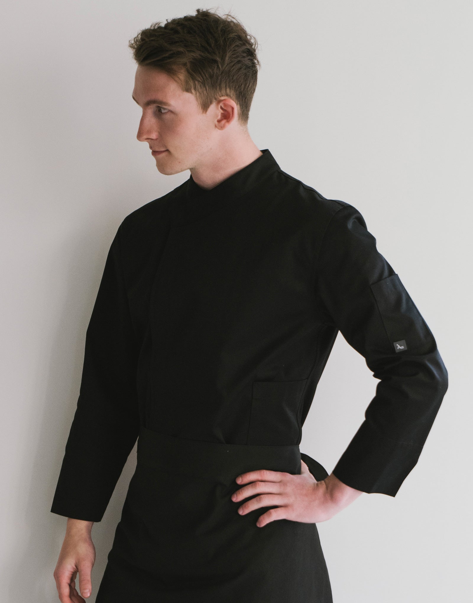 signature back side cooling nine-part chef coat #AJ1972 black