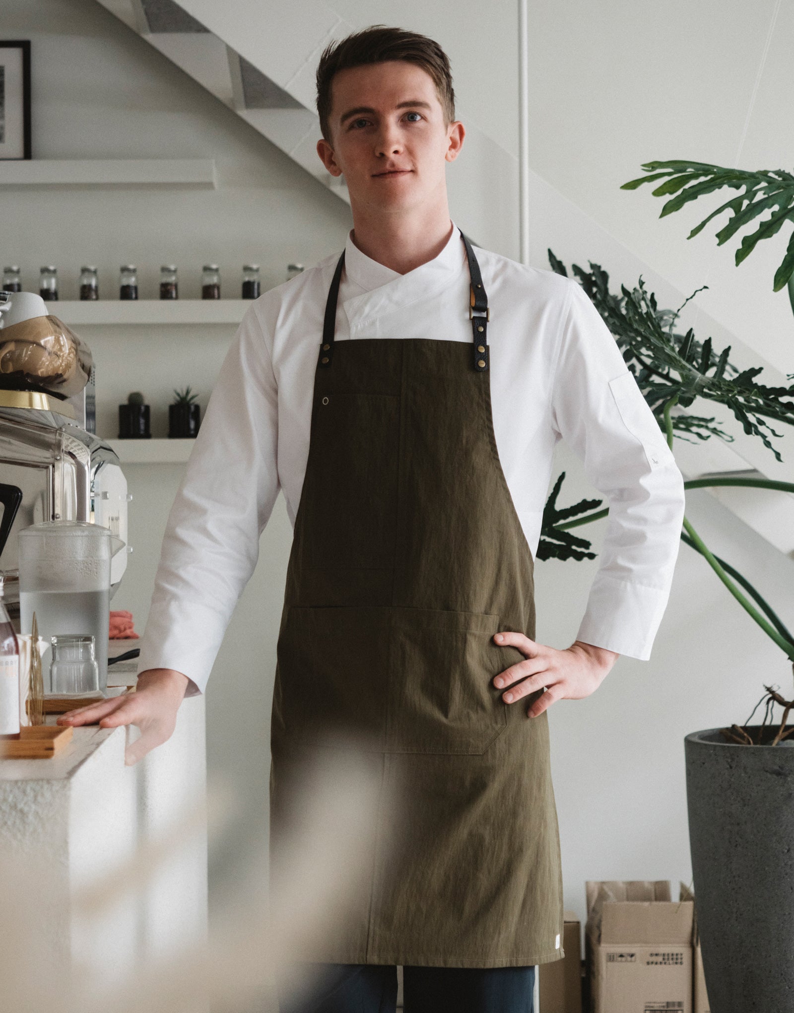 signature back side cooling nine-part chef coat #AJ1972 white