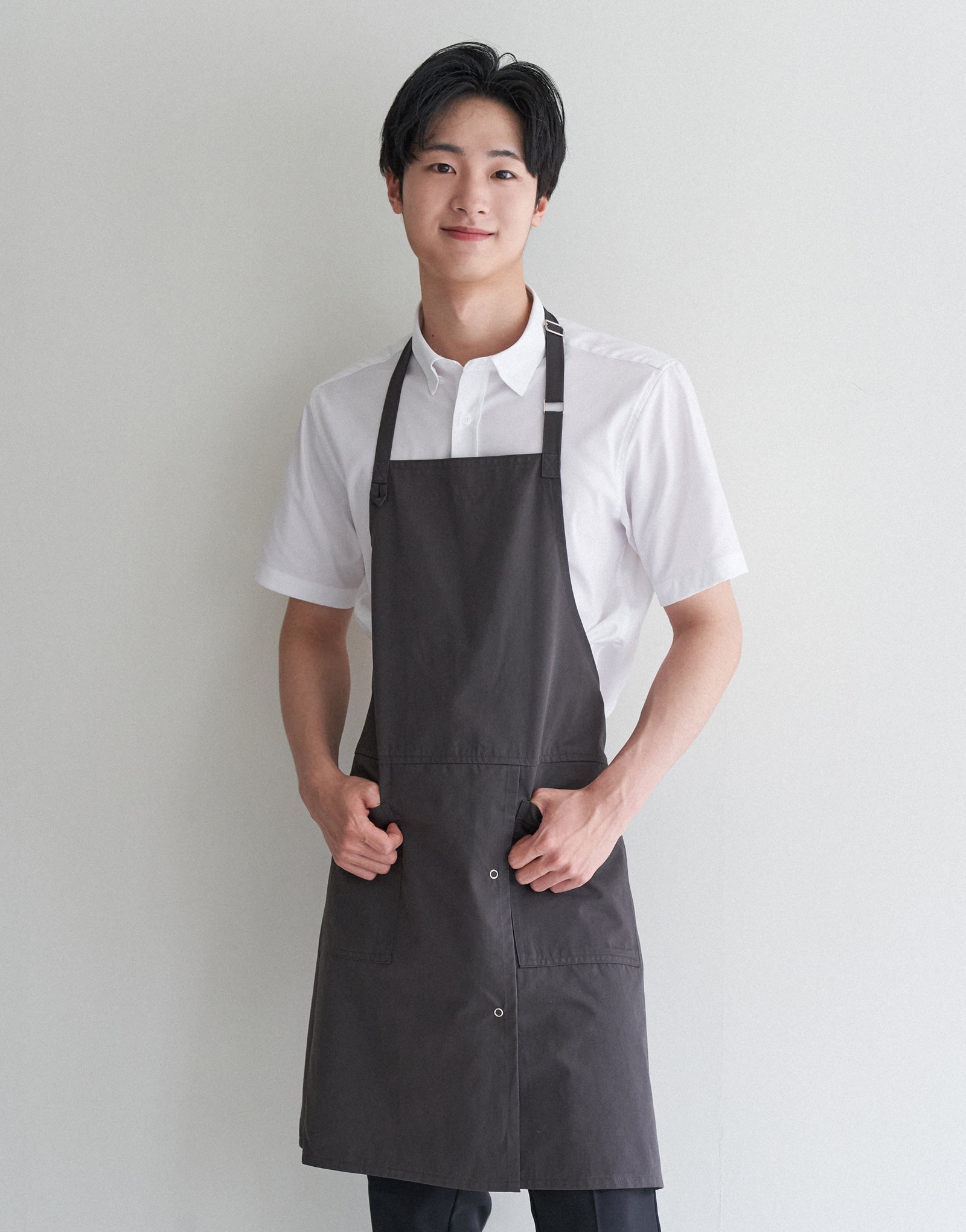 MOI Front slit chest apron #AA1984 Dark gray