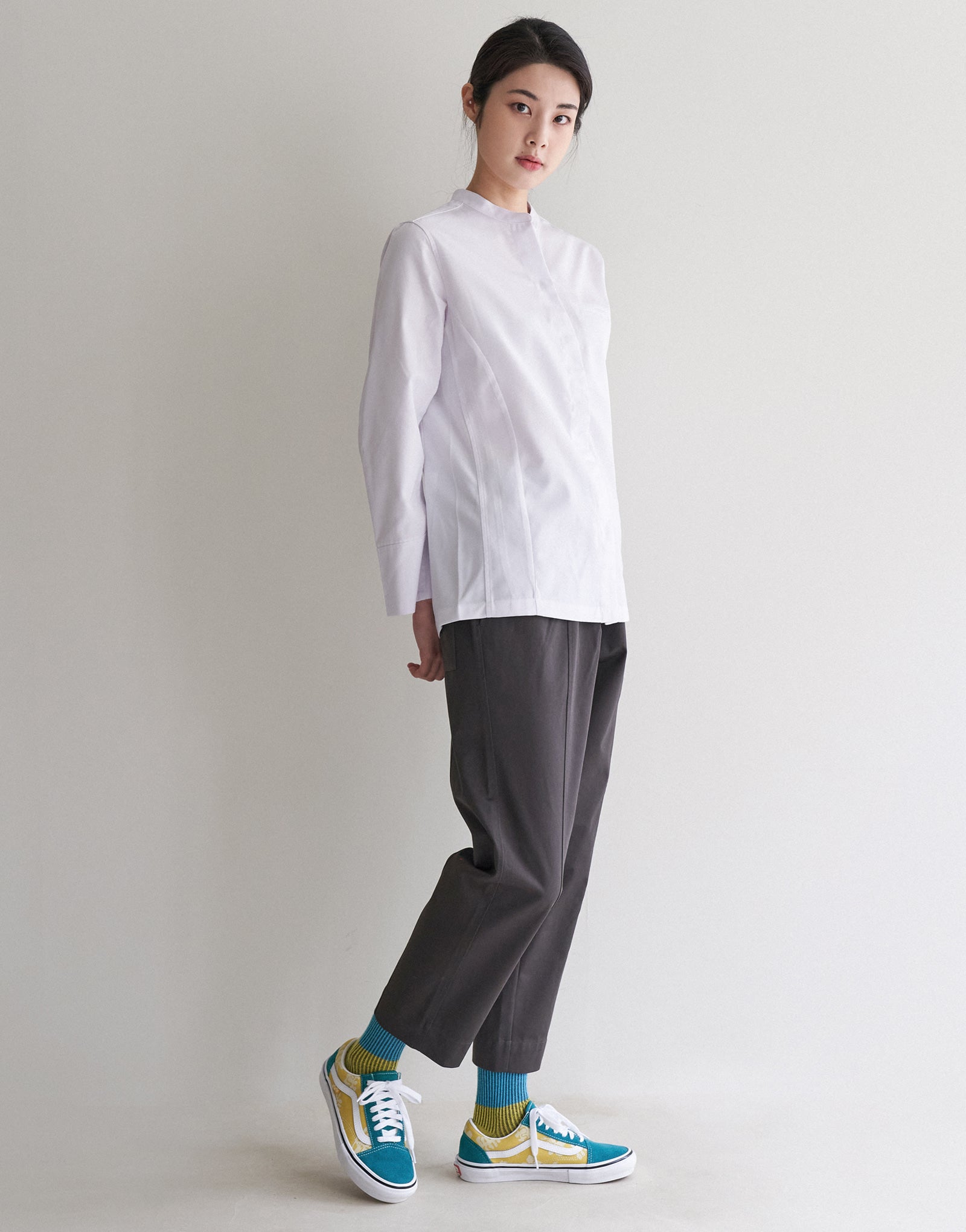 Drawstring tapered leg chef pants #AP1999 Dark grey