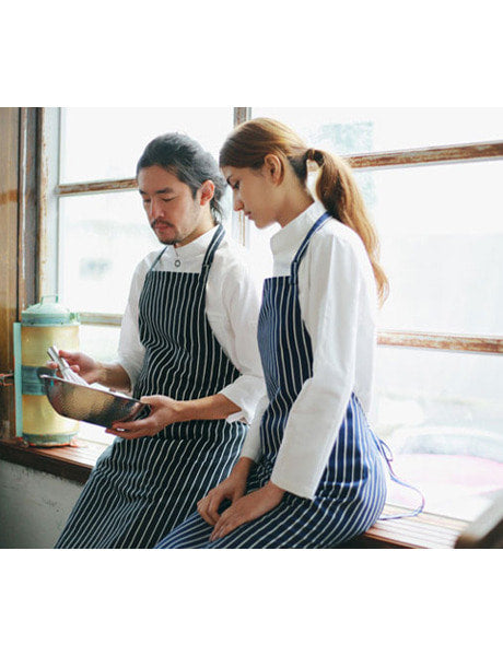 Stripe Chest Apron Black #AA1410