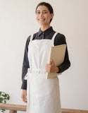 Natural linen half moon chest apron #AA2008 Ivory