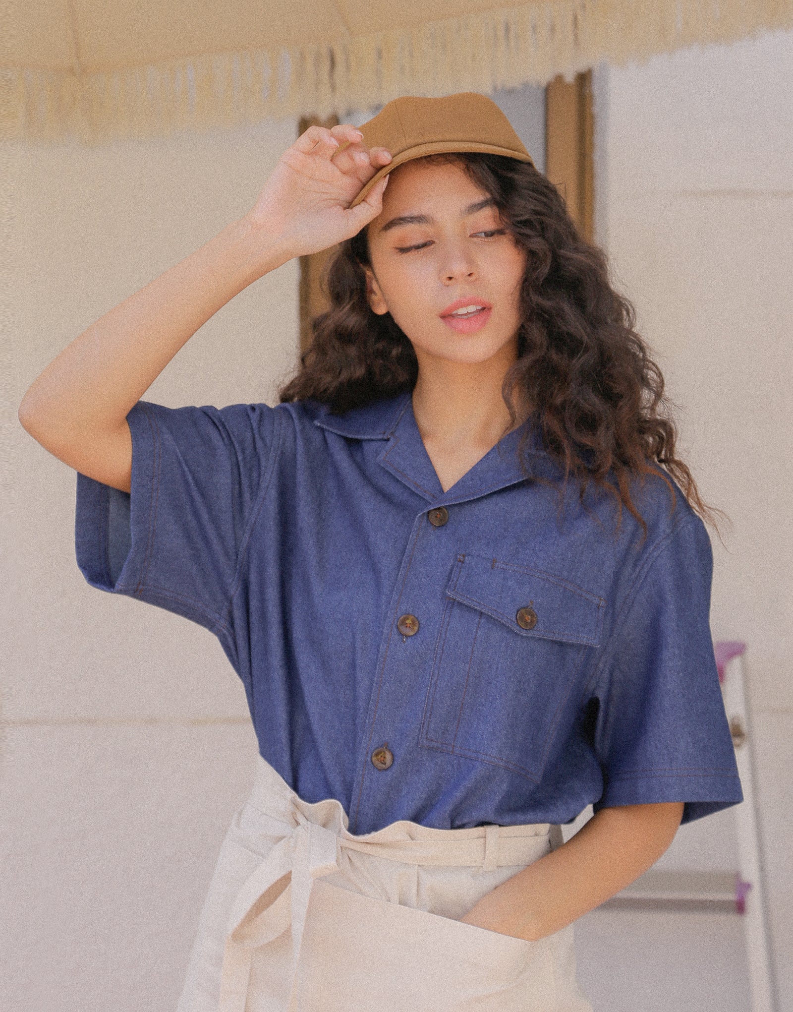 Oxford pencil holder cotton ball cap #AH1995 Camel brown