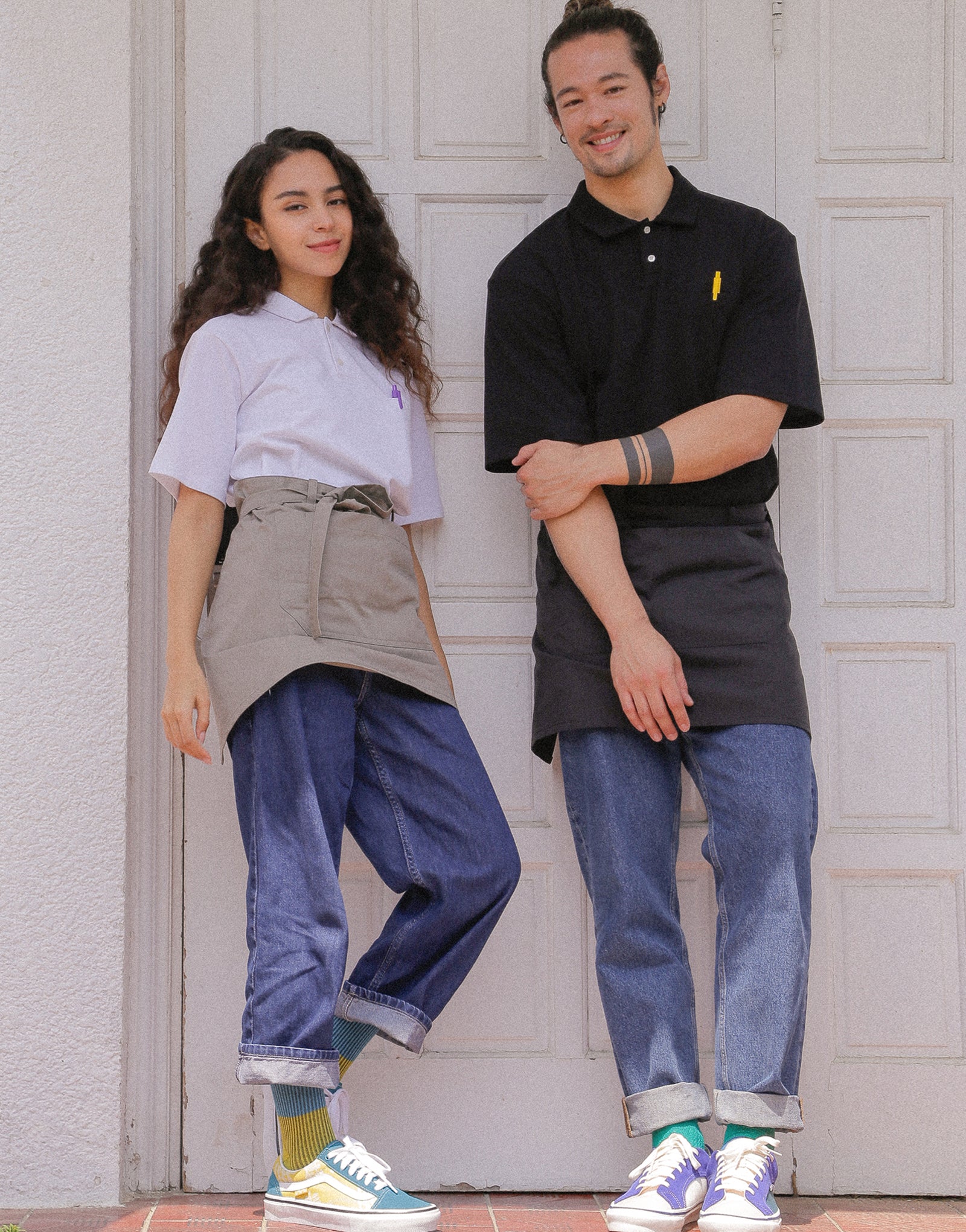 Wide collar loose fit PK T-shirt #AT1996 Black