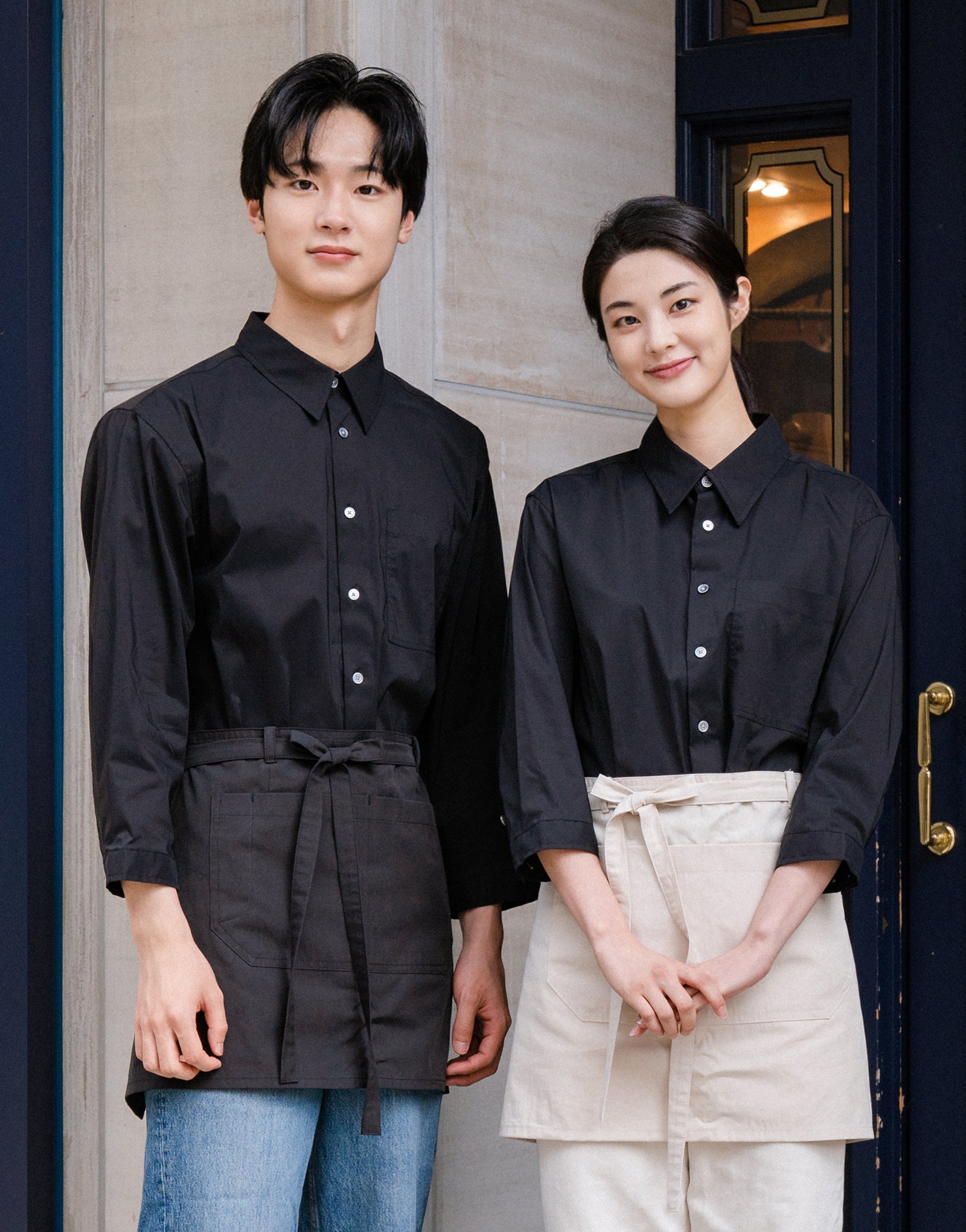 Loose fit cotton capri sleeves shirt #AS1993 Black