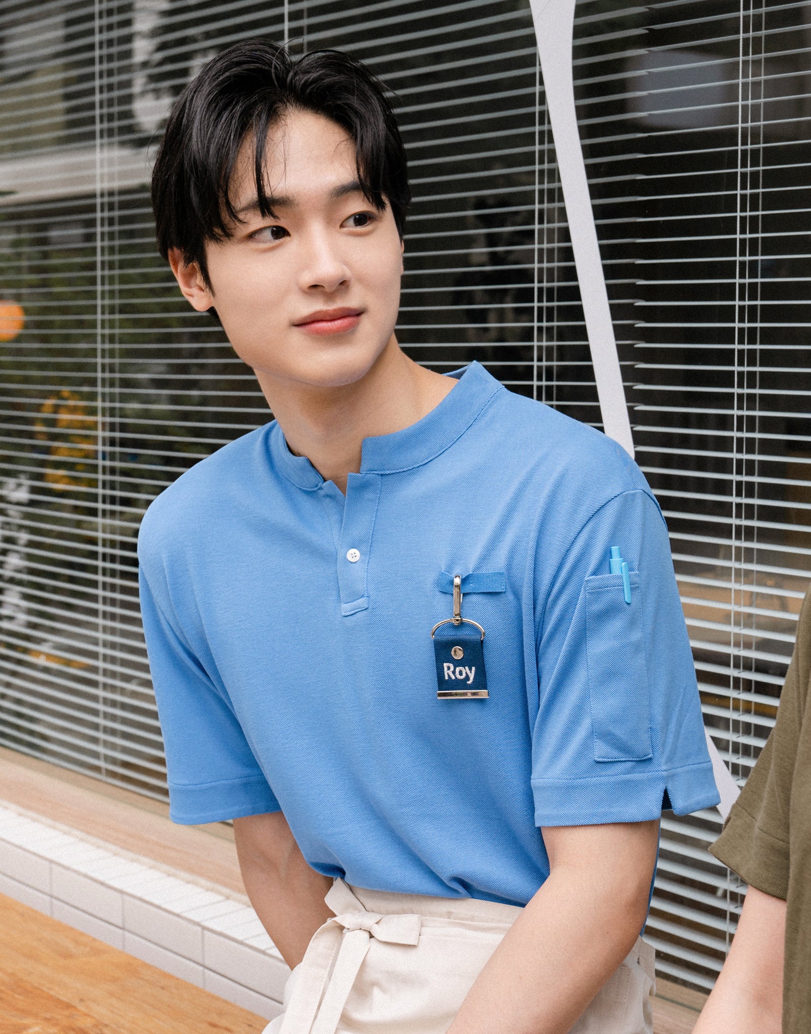 China kara one button PK T-shirt #AT1997 Water blue